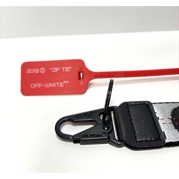 Off-White Keychain Lanyard Industrial Strap Design with Red Zip Tie Tag - Picture 3 of 7